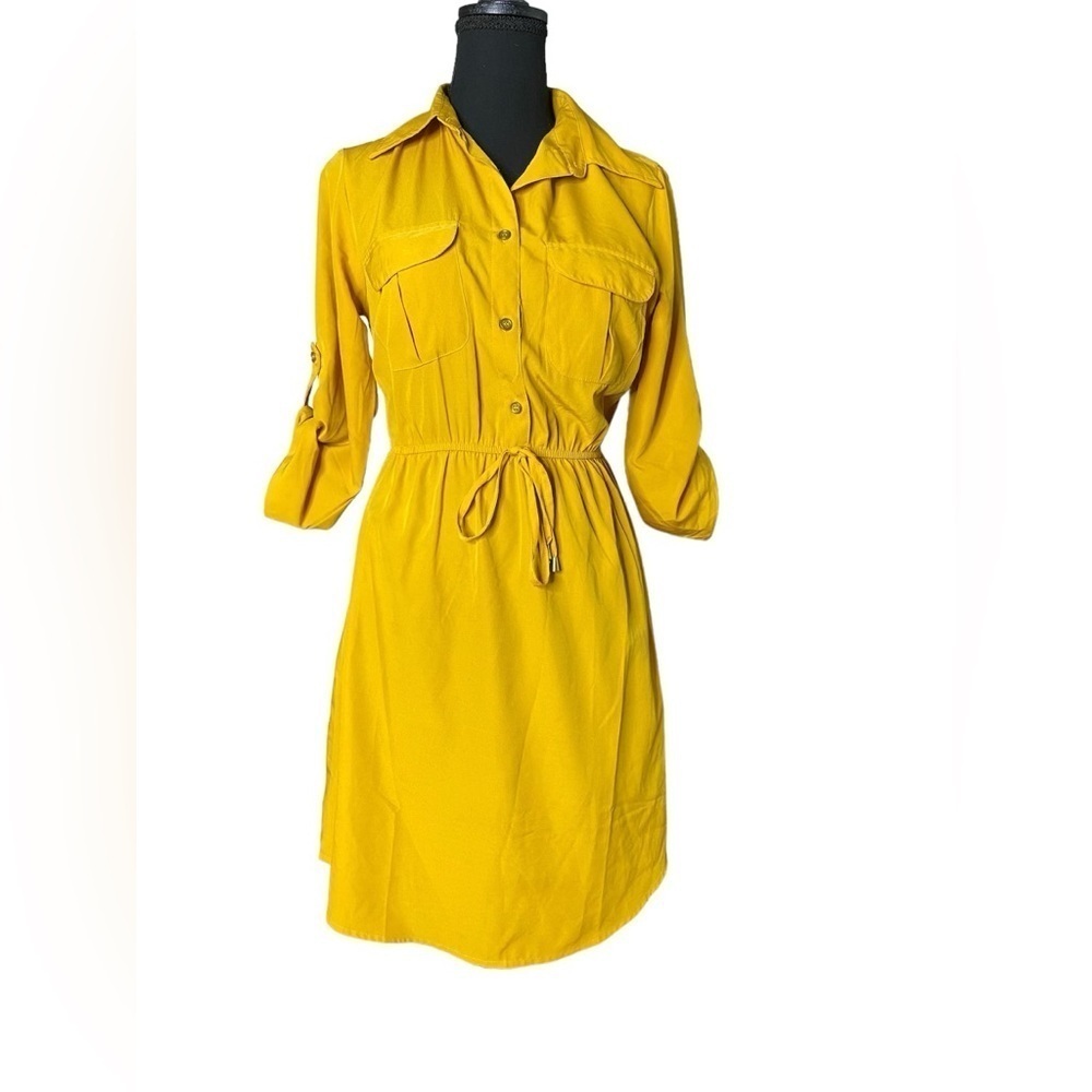 MPH COLLECTION  MINI‎ DRESS SZ L 100% COTTON 1/4 Zip 3/4 Sleeve